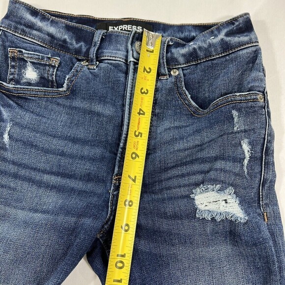 Express Stretch Denim Perfect High Rise Ankle Legging Distressed Skinny Size 0R - Picture 9 of 12